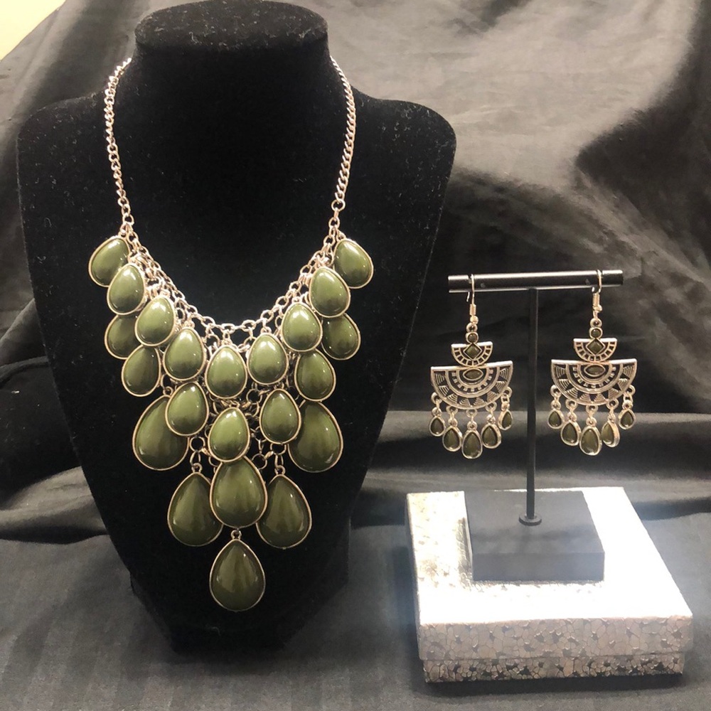Olive Green and Silver Set
